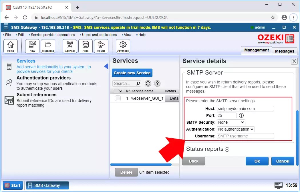 How to send SMS through an SMTP server