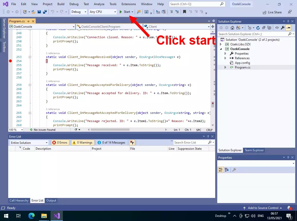How to receive sms in C