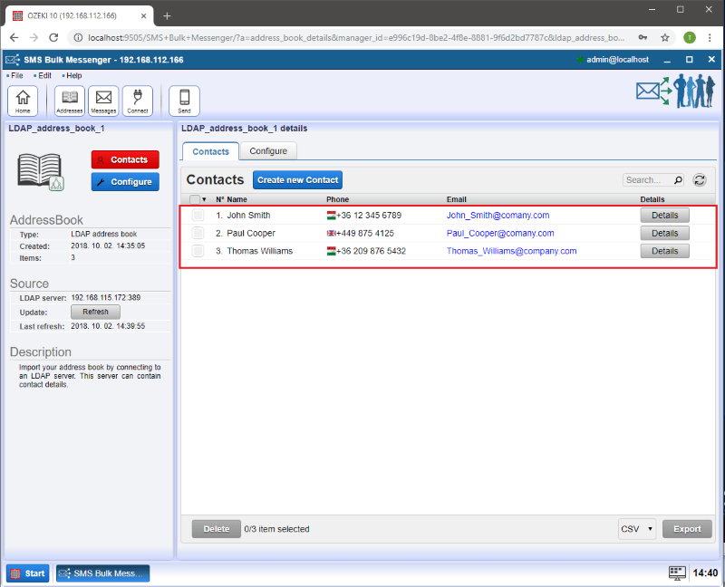OZEKI Tutorial for creating LDAP address book