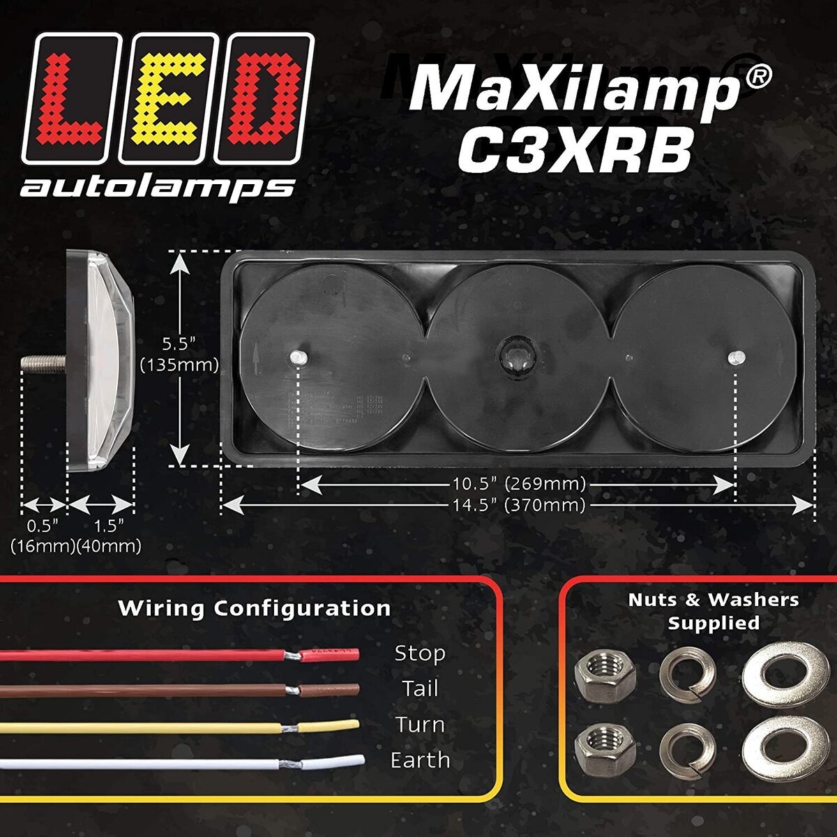 Maxilamp 3 Series LED Combination Tail Lights (Pair) STOP / TAIL