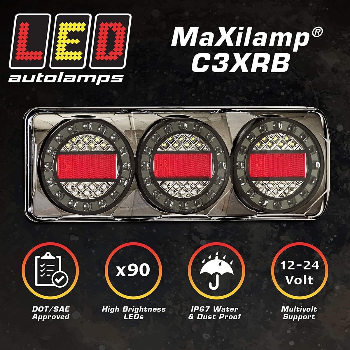 Maxilamp 3 Series LED Combination Tail Lights (Pair) STOP / TAIL