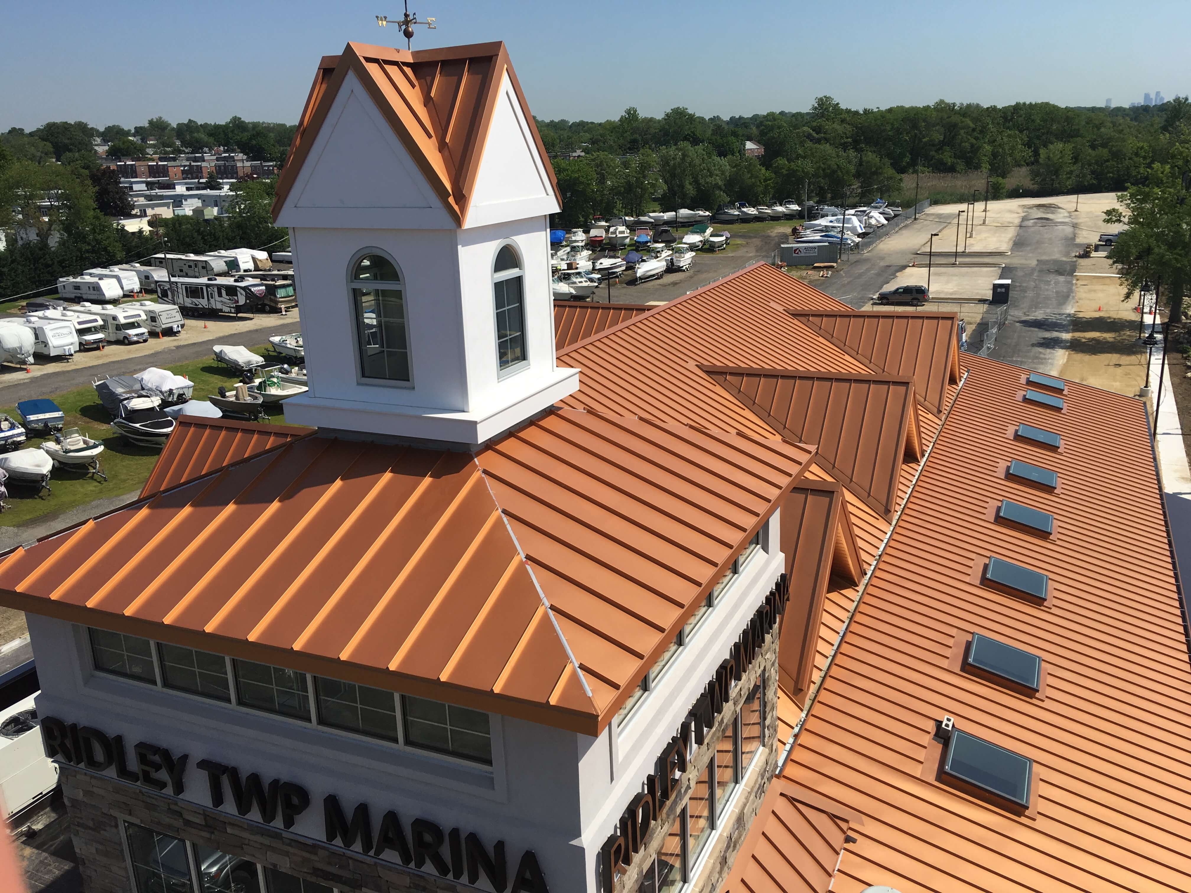 Marina’s complex copper penny roof is riverfront star