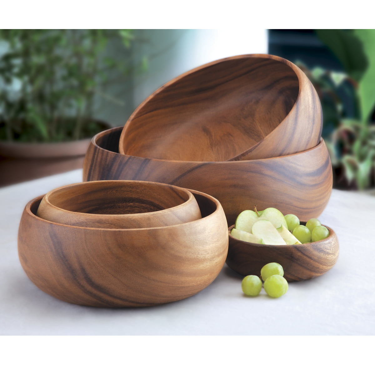 Pacific Merchants Acaciaware Acacia Wood Bowls, Spoons & Placemats