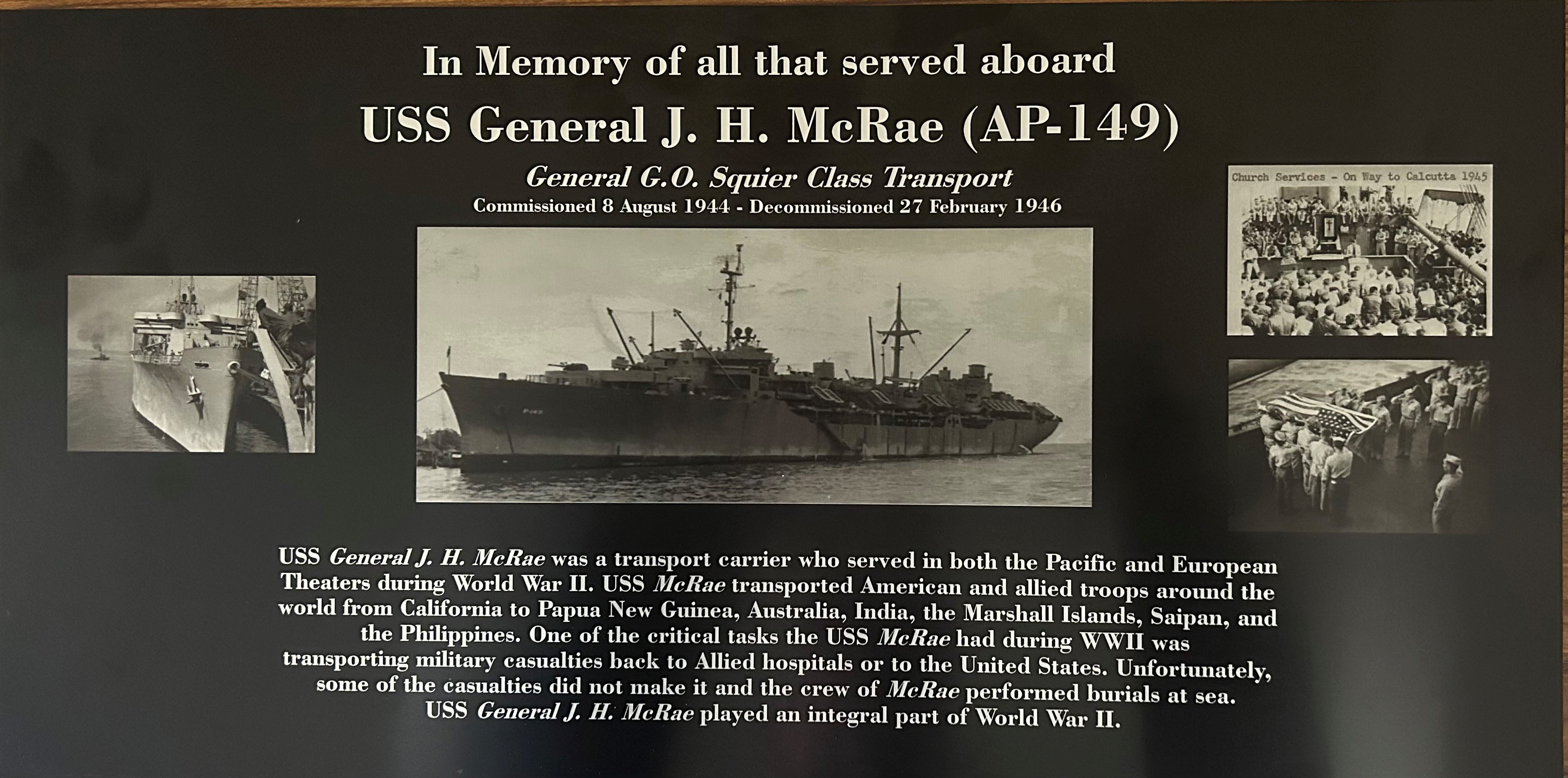 USS General J. H. McRae (AP149) National Museum of the Pacific War