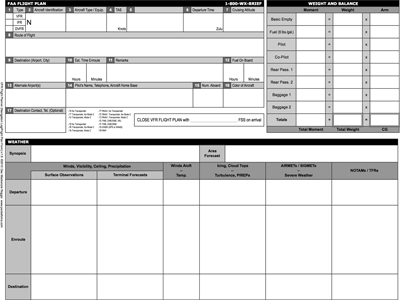 VFR flight planner - FAA flight plan form - Free PDF