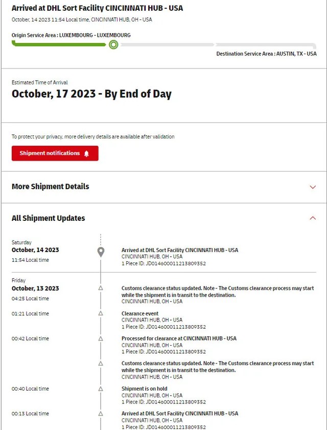 Arrived at DHL Sort Facility The Full Guide Package Corner