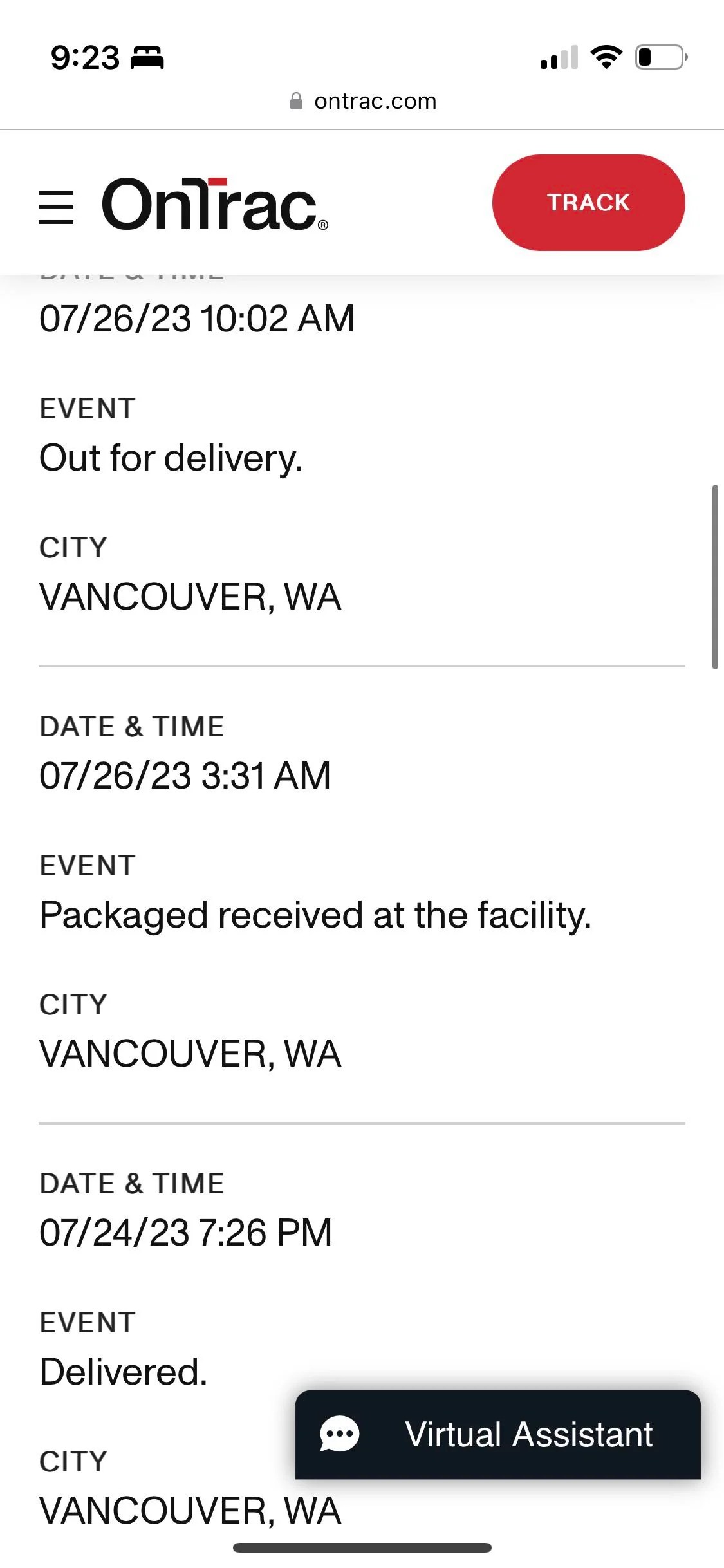 OnTrac “Out for Delivery” Tracking Update [Read This FIRST!] Package