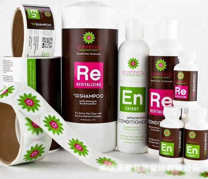 Custom adhesive label printing for Shampoo bottle