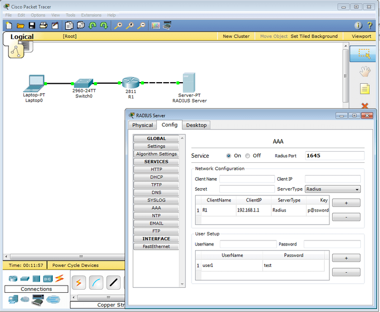 Packet Tracer 8.0 tutorial Radius configuration Packet Tracer Network