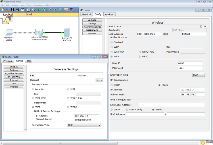 Packet Tracer 7.1.1 tutorial Radius configuration Packet Tracer Network