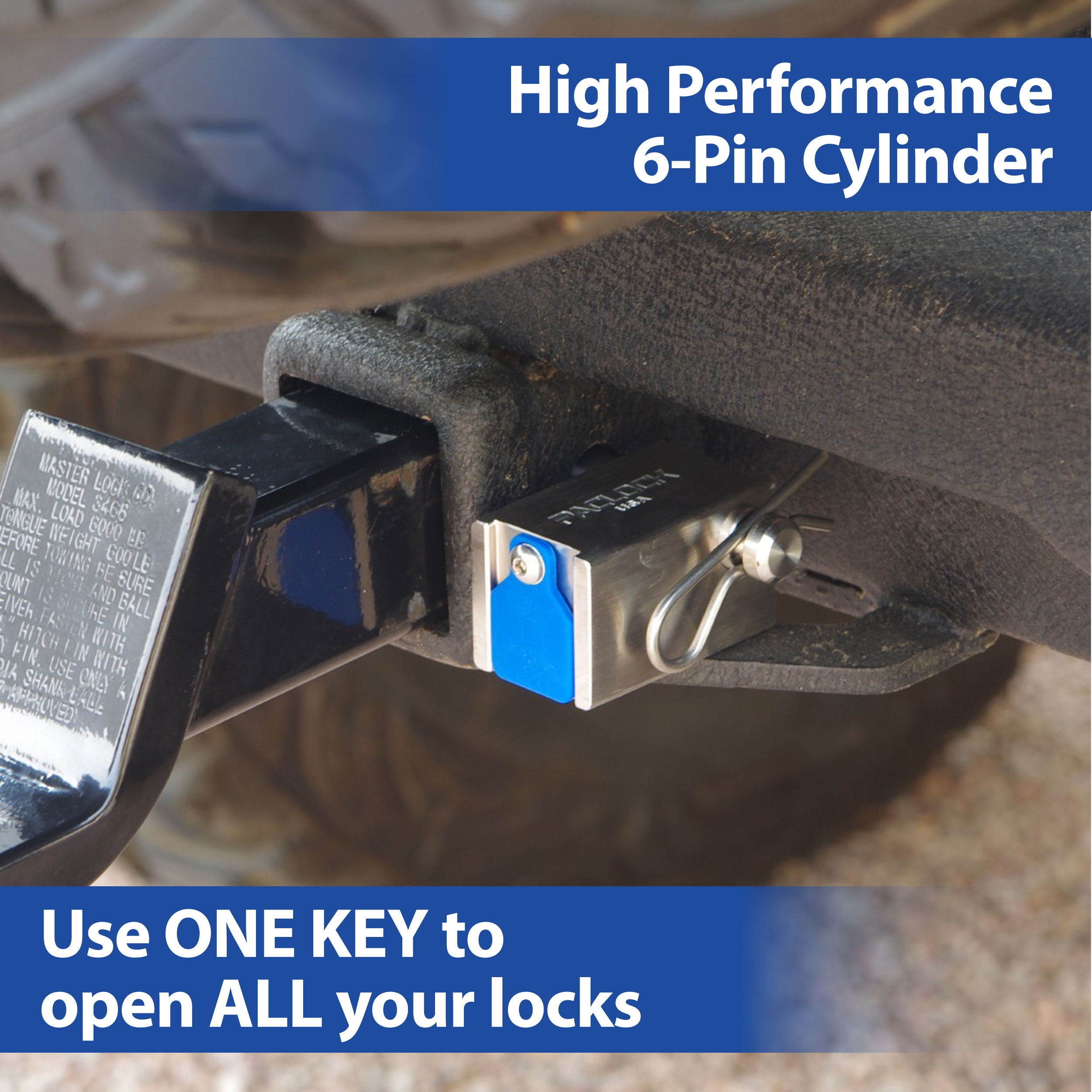 Locking Hitch Pin, Stainless Steel, for 2″, 2.5″, 3″ Receivers PACLOCK