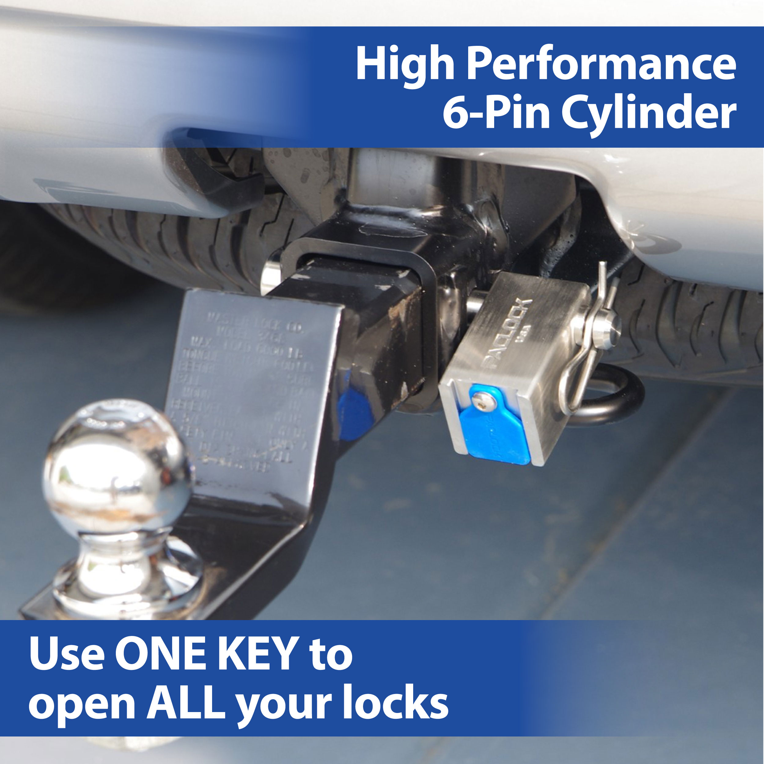 Locking Hitch Pin, Stainless Steel, for 2", 2.5", 3" Receivers PACLOCK