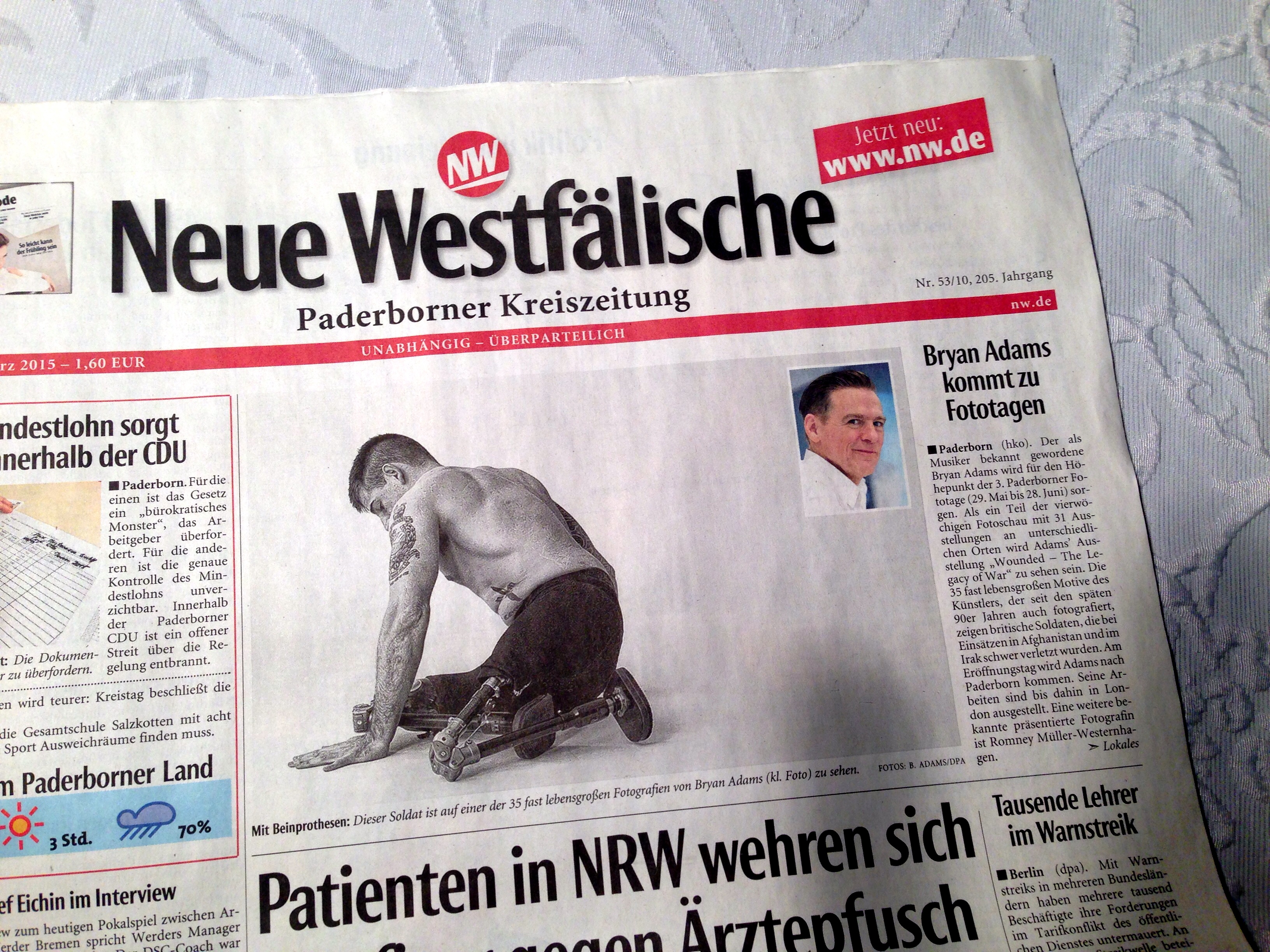 Titelseite „Neue Westfälische“ Paderborner Fototage