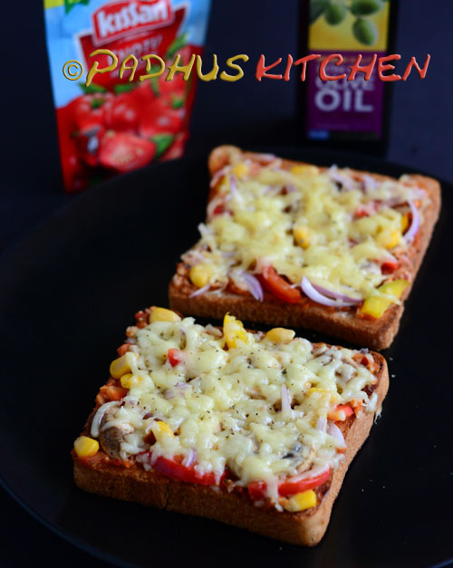 Bread Pizza RecipeQuick Bread Pizza on Tawa and Oven Padhuskitchen