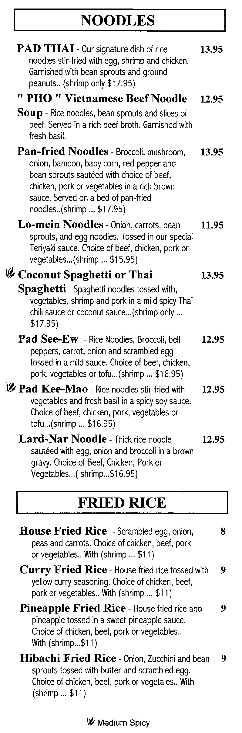 Pad Thai Hudson Menu