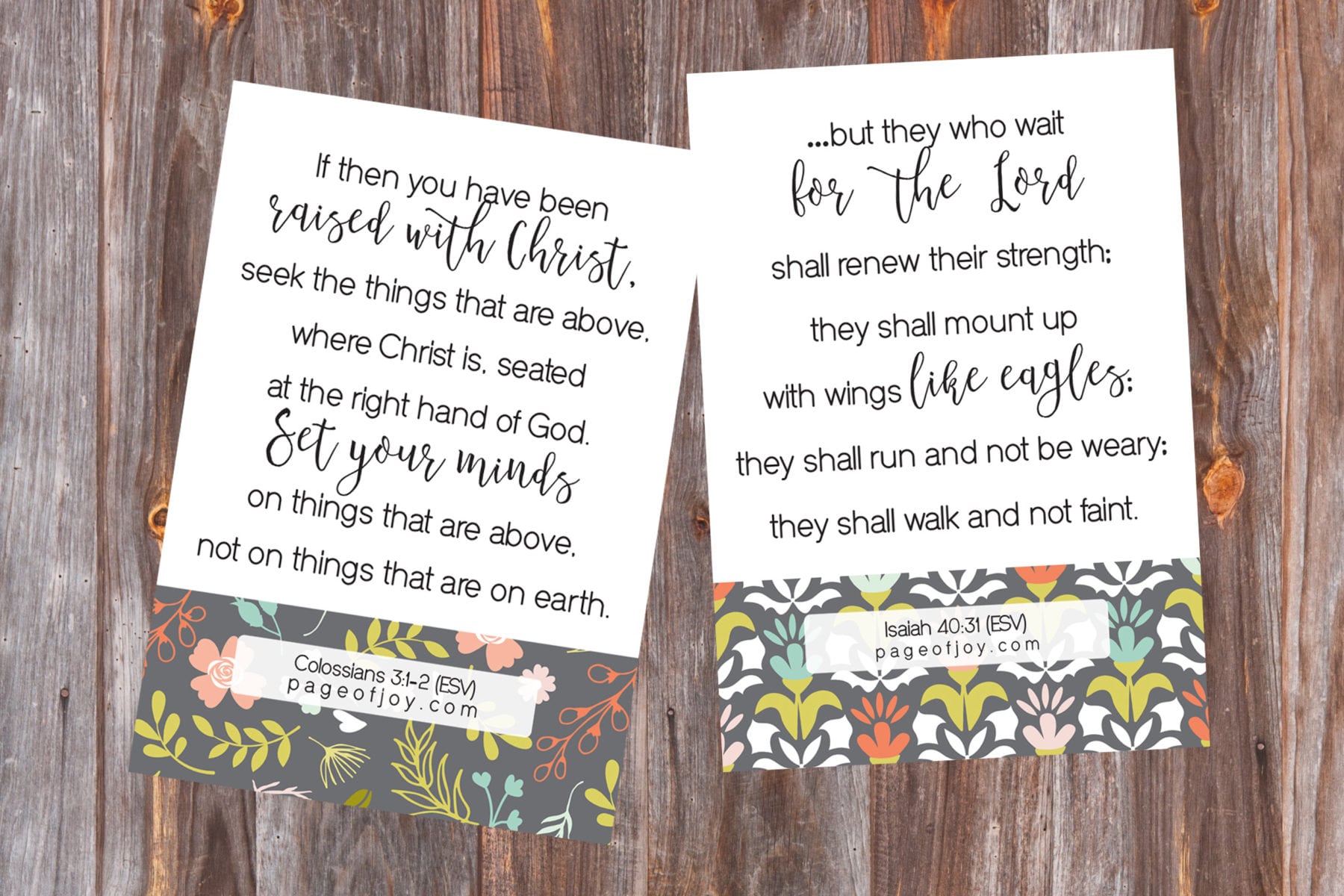 New Years Verse Cards! Free from Page of Joy