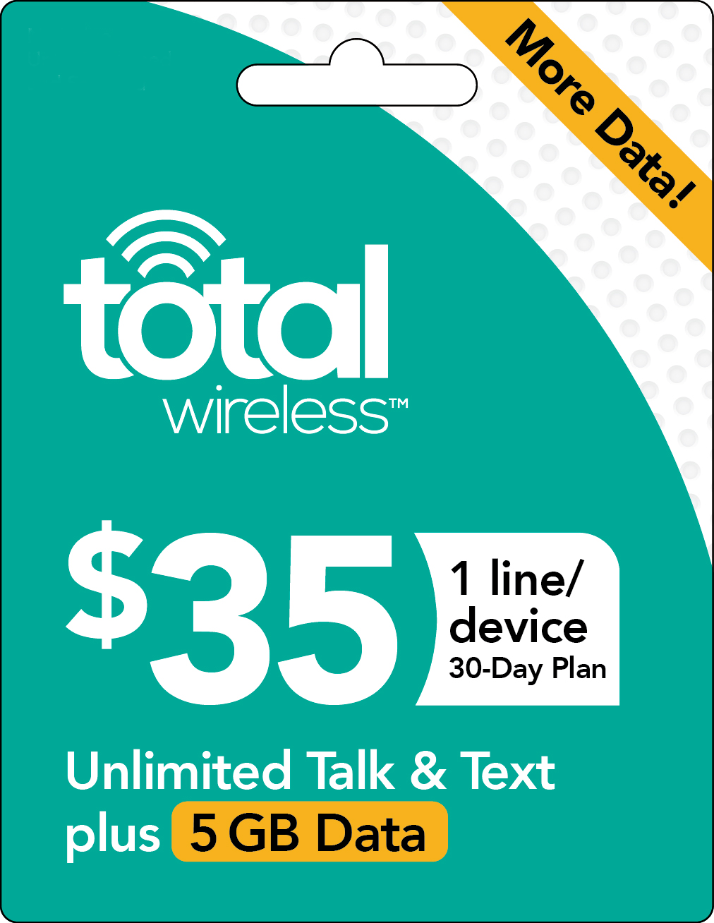 Total Wireless 35 Plan 1Line Plan Unlimited Talk, Text, and 5 GB Data!
