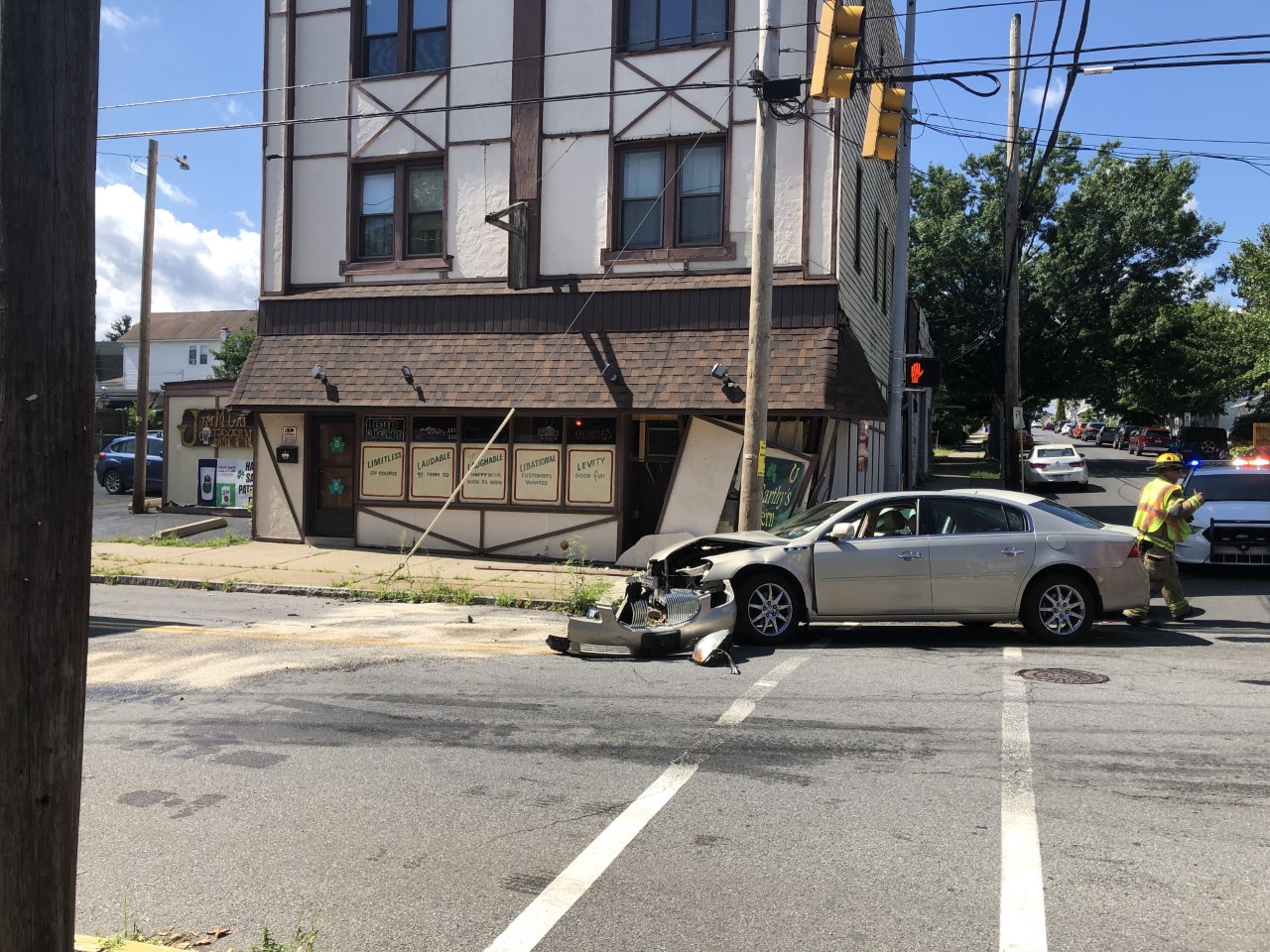 Car crash sends one vehicle into building in WilkesBarre