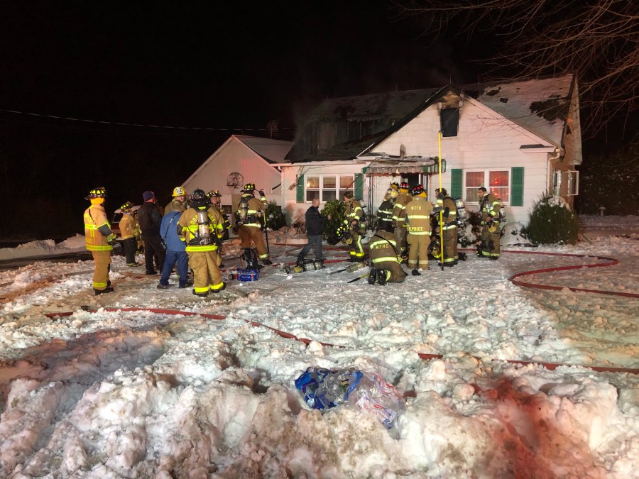 Crews battle flames in Dorrance Township