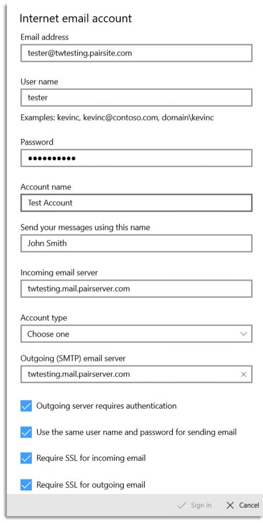 Setting Up Email Windows 10 Mail Knowledge Base Pair Networks