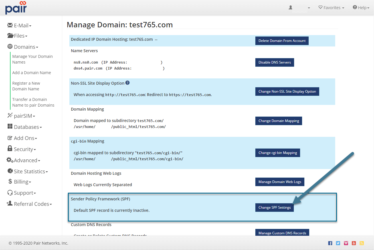 Adding an SPF Record to a Domain Knowledge Base Pair Networks