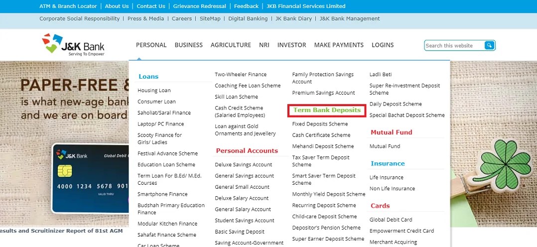 JK Bank FD Rates J&K Bank Fixed Deposit Interest Rates 2022