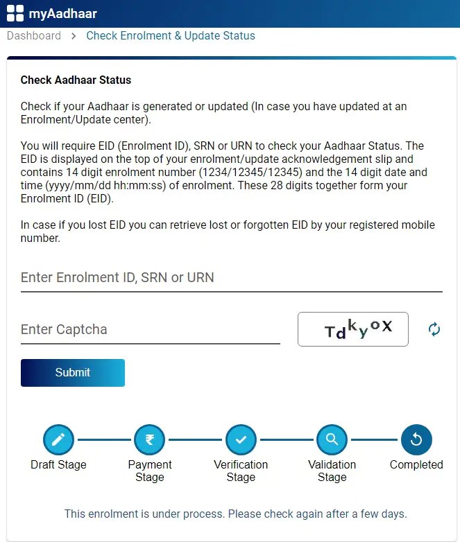 How to Check Aadhaar Card Enrolment / Update Status Online & Offline