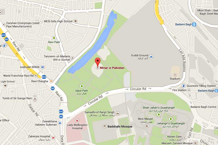 Lahore Minar E Pakistan Map MinarePakistan