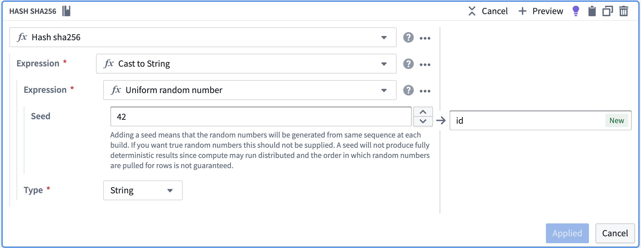 Documentation Transforms > Create unique IDs