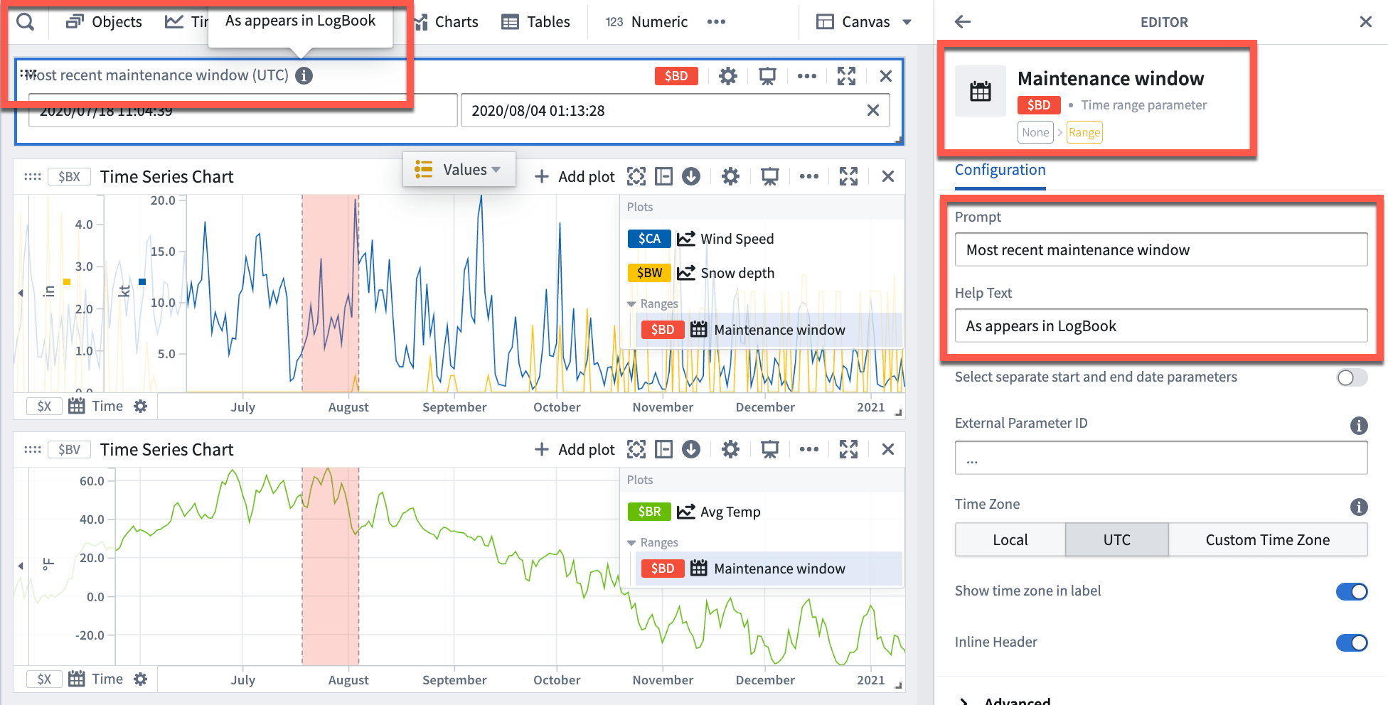 Documentation Time Series > Time and value ranges