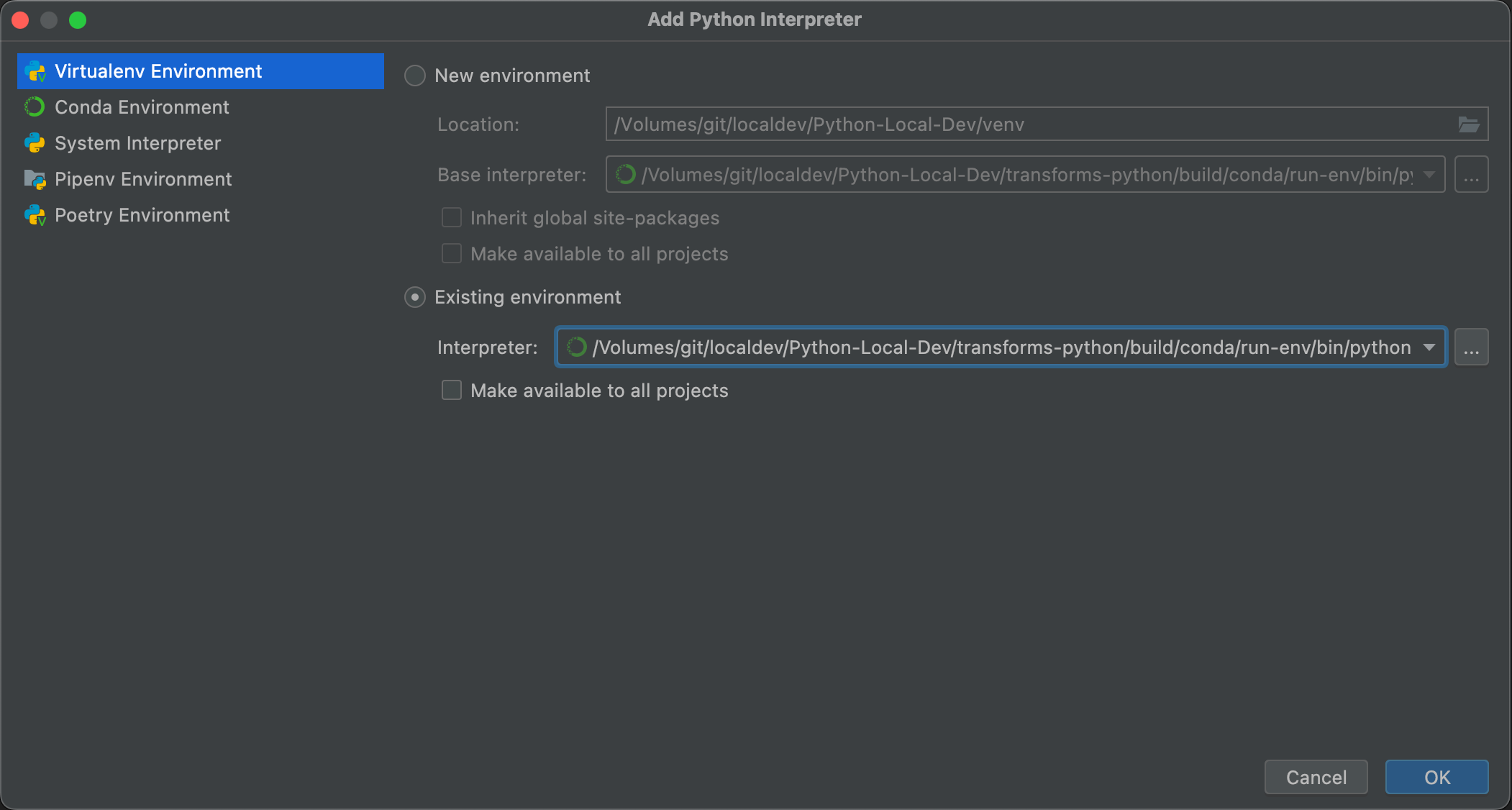 Documentation Python > Set up local development