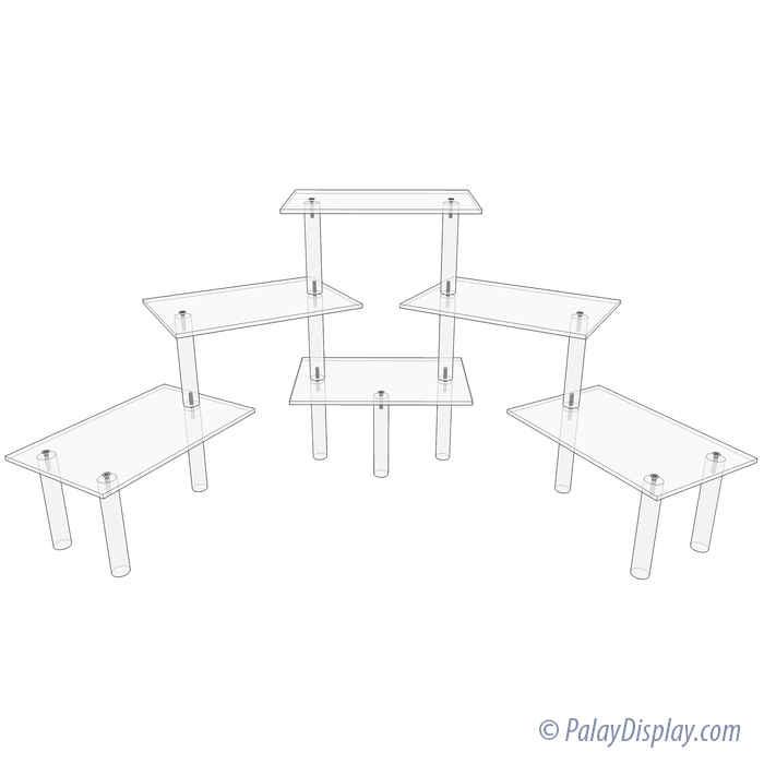 Rectangular Platform Display Countertop Tiered Displays
