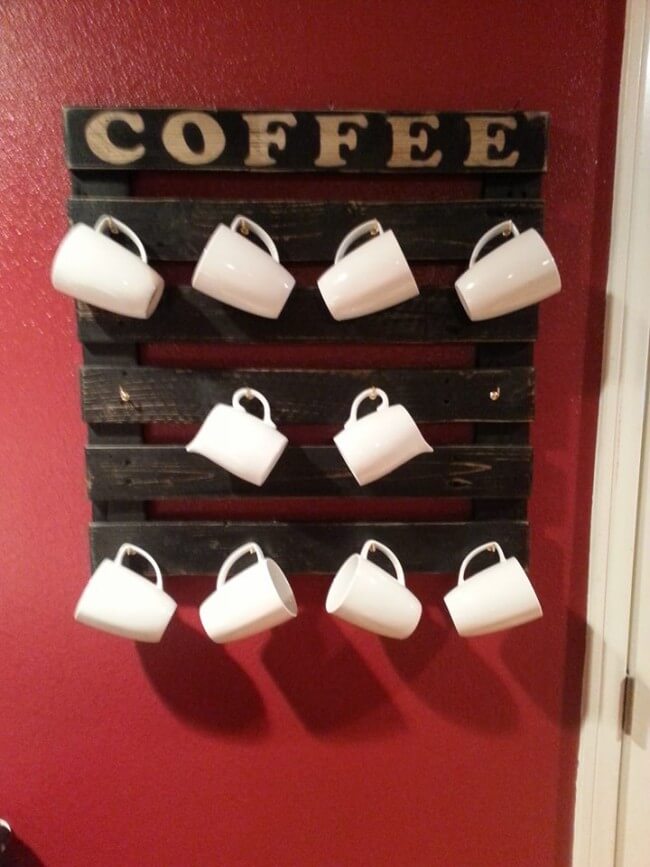Pallet Wooden Kitchen Cups Rack Pallet Ideas