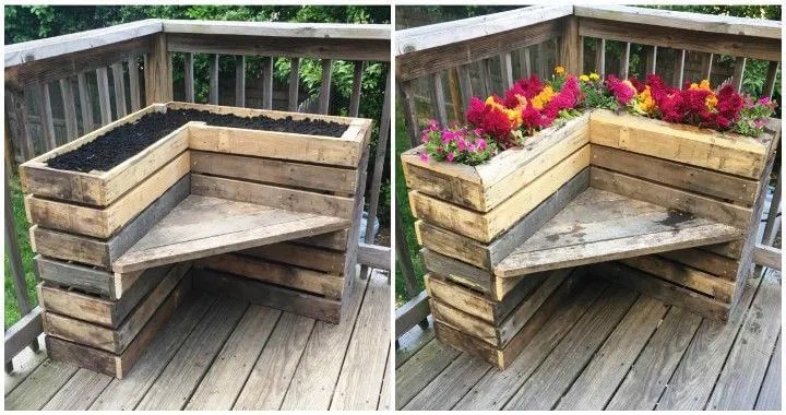 DIY Pallet Bench with Flower Box for Corner Pallets Pro