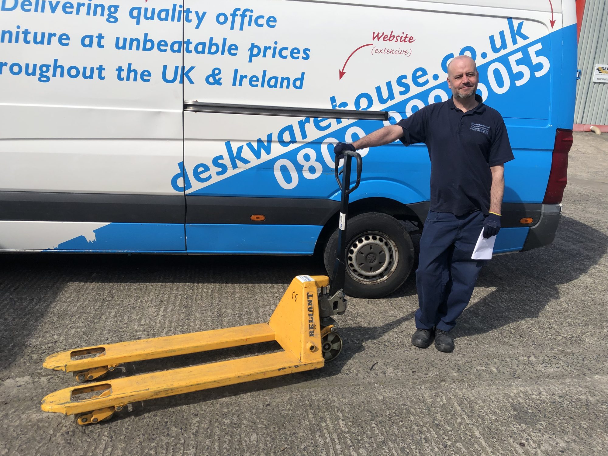Desk Warehouse collecting repaired pallet truck Pallet Trucks NI