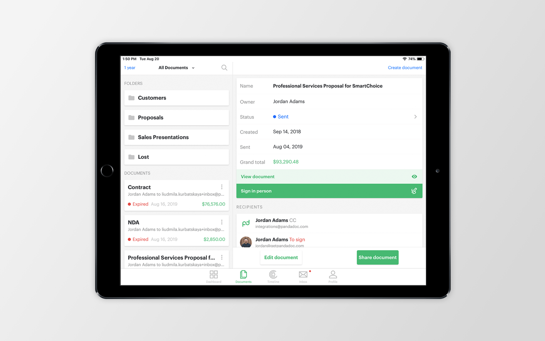 Landscape view has arrived for the mobile app on tablets