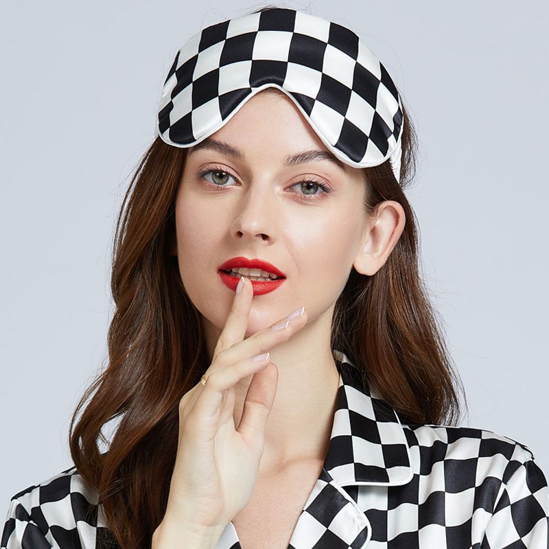 Checkerboard Pattern Silk Sleep Mask