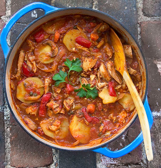 Chicken Cacciatore with Roasted Vegetables and Potatoes