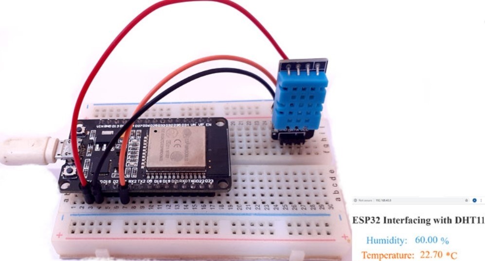 ESP32 Based server for Temperature and Humidity Measurement using