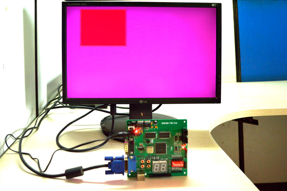 VGA Based Bouncing Ball interface using Spartan3 FPGA Image Processing Kit