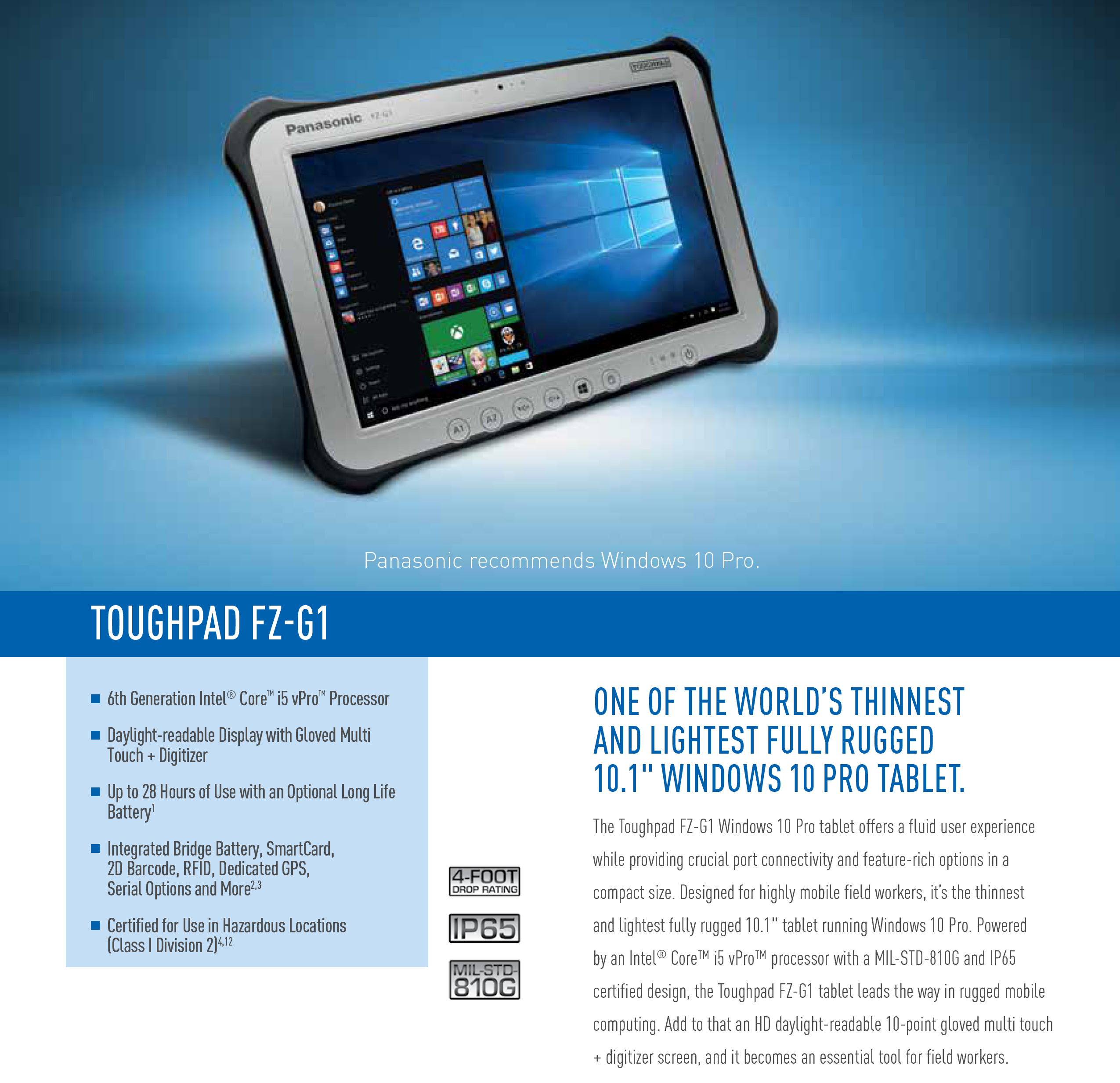 Panasonic ToughPad FZG1 MK3 FREE SHIPPING