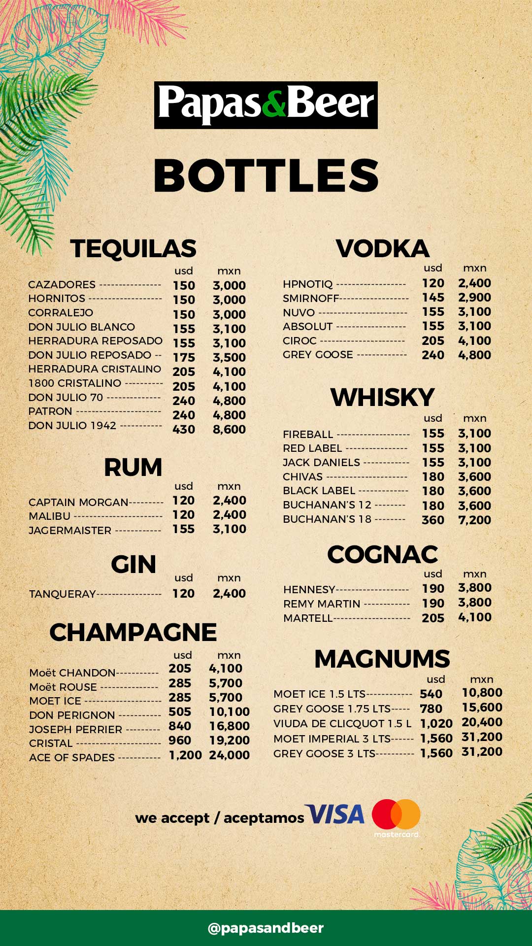 Drink Menu Papas&Beer