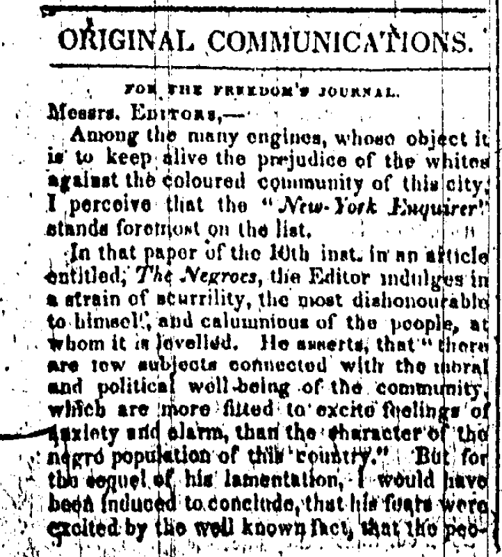 AfricanAmerican Newspaper Freedom's Journal America's First African