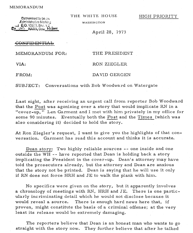 Watergate David Gergen White House Files
