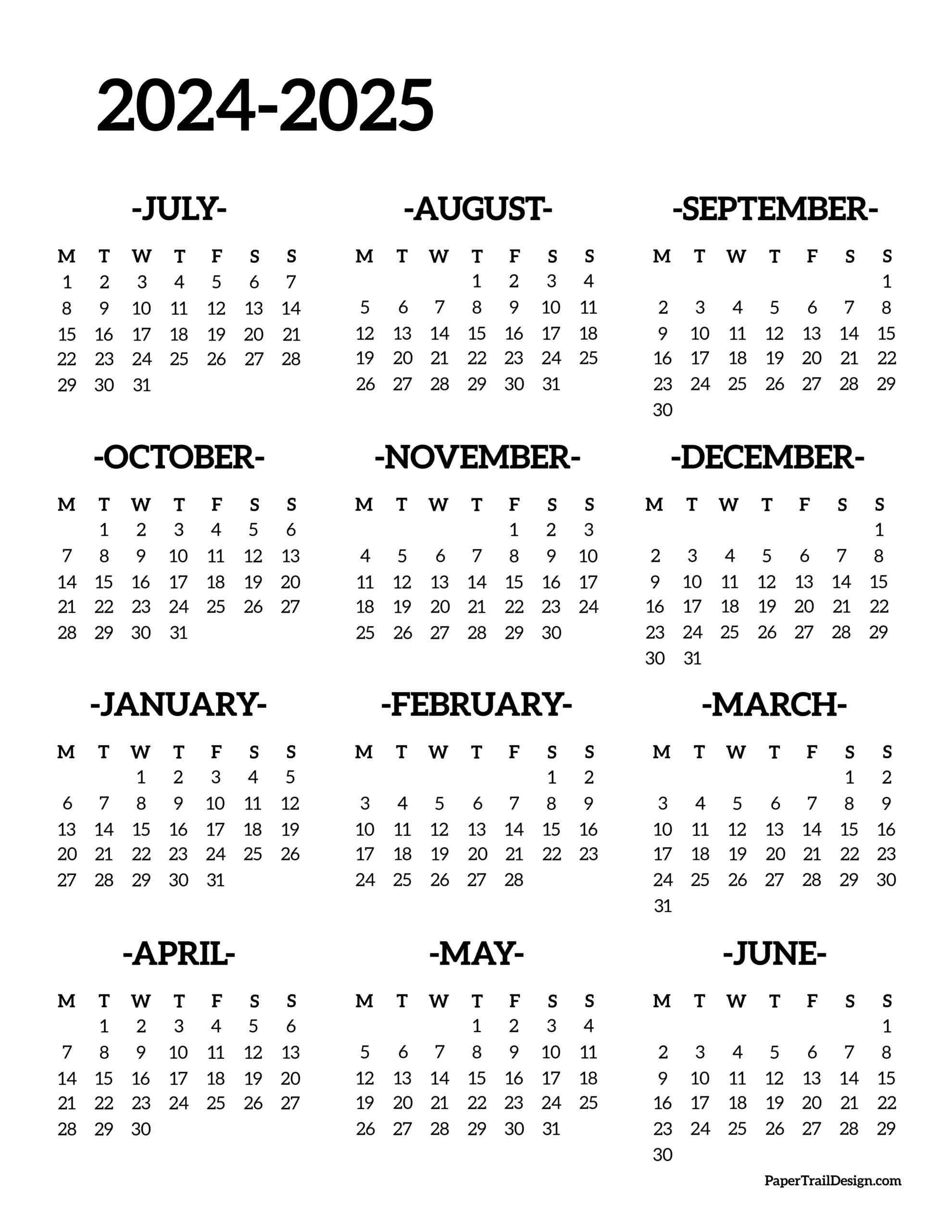 20242025 School Year Calendar Free Printable Paper Trail Design 20242025 School Year Calendar Free Printable Paper Trail Design