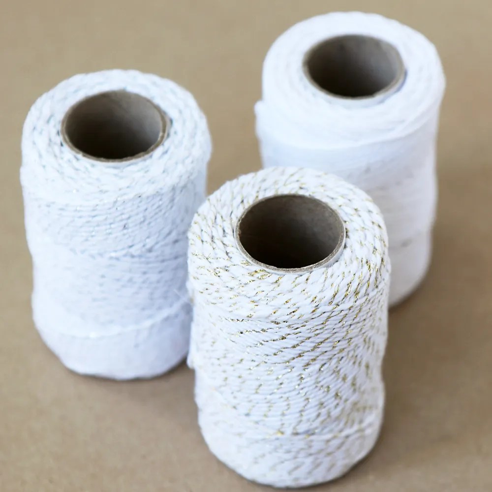 White Sparkle Twine with Gold or Silver thread or Pure White String