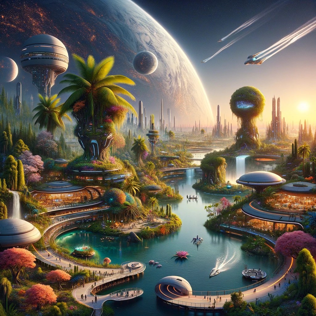AI Art on Paradise Engineering Future Civilization