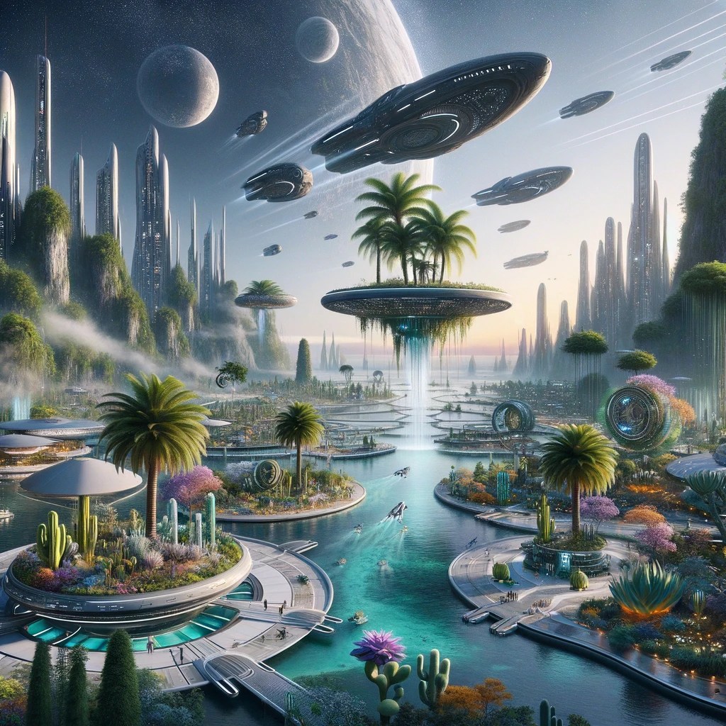 AI Art on Paradise Engineering Future Civilization