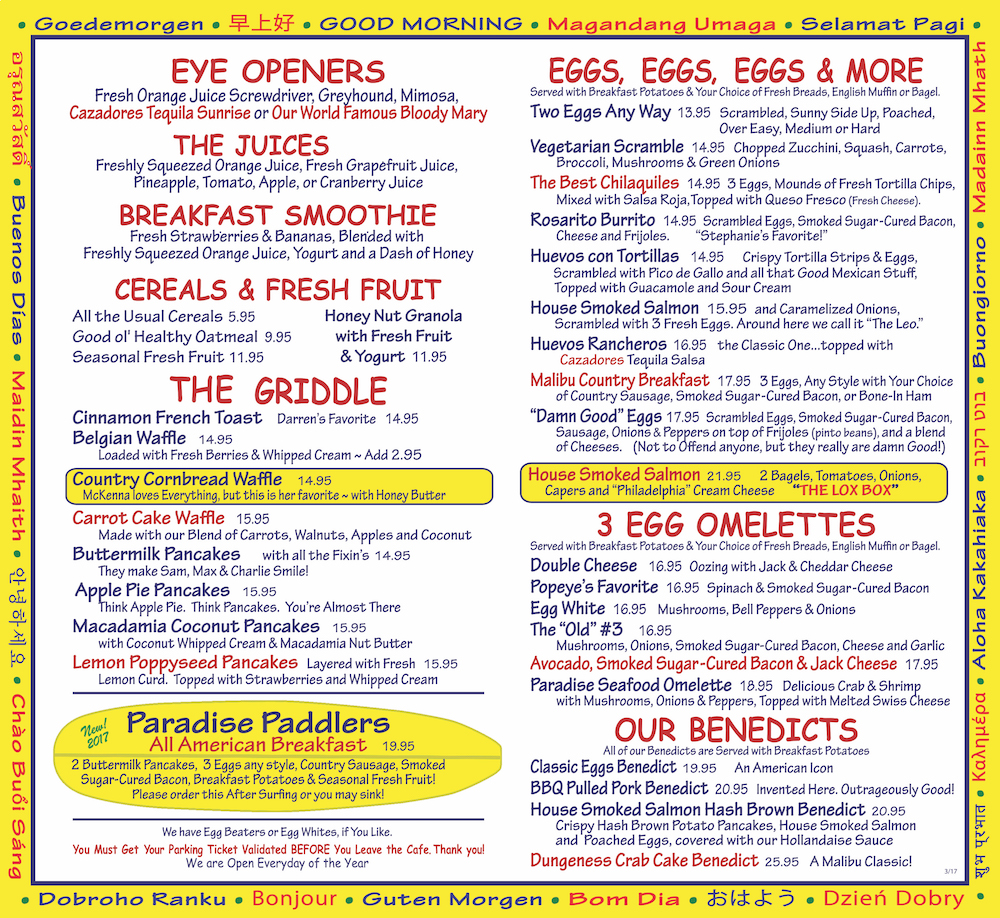 Breakfast Paradise Cove Malibu