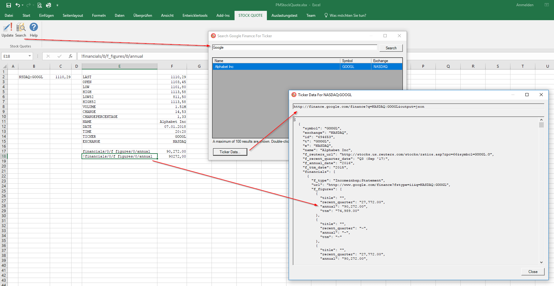 New features for Stock Quote AddIn for Excel 2016